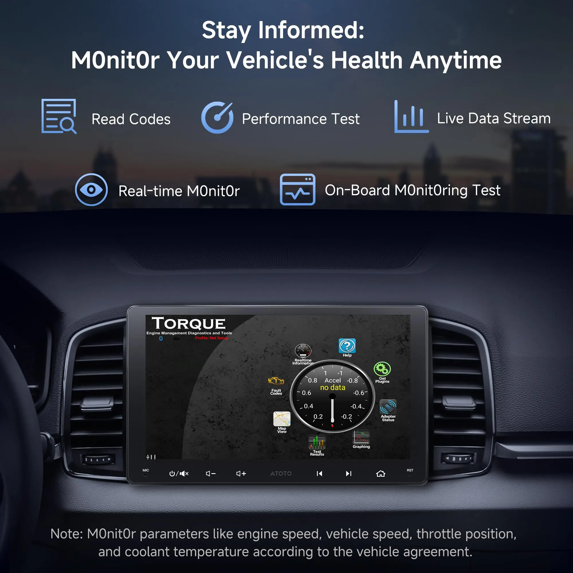 ATOTO A5LG209T 9" Double Din Android Car Stereo with OBD2 Scanner, Wireless CarPlay & Android Auto, AI Voice, 24-Band EQ DSP, WiFi/BT/USB, 2G+32G - Image 4