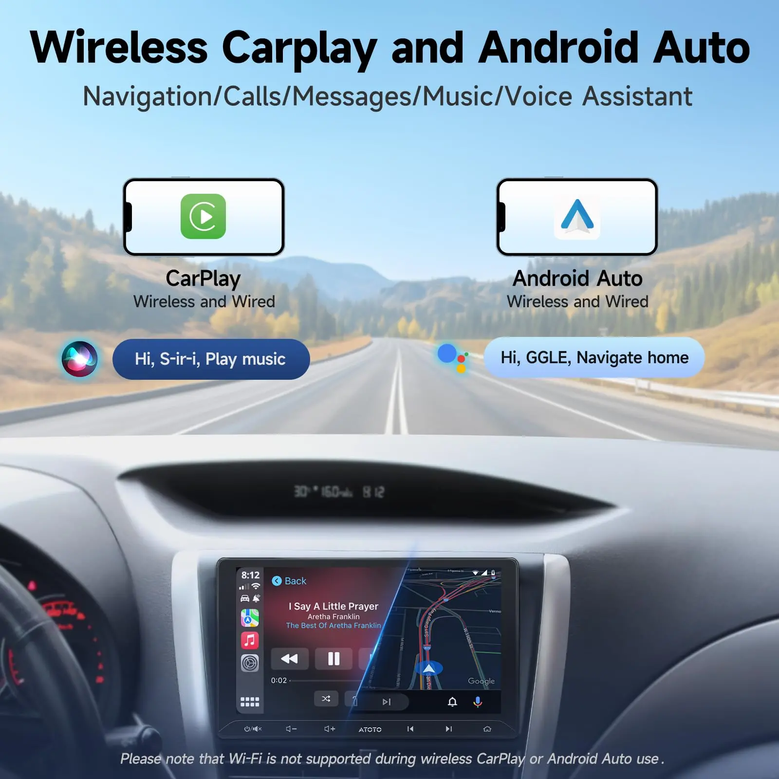 ATOTO A5LG211T 10.1" Android Double Din Car Stereo, Touchscreen, Wireless CarPlay & Android Auto, Wi-Fi/BT/USB Tethering, 24-Band EQ DSP, Bluetooth, MirrorLink, FM/AM/TF, 2G+32G - Image 4