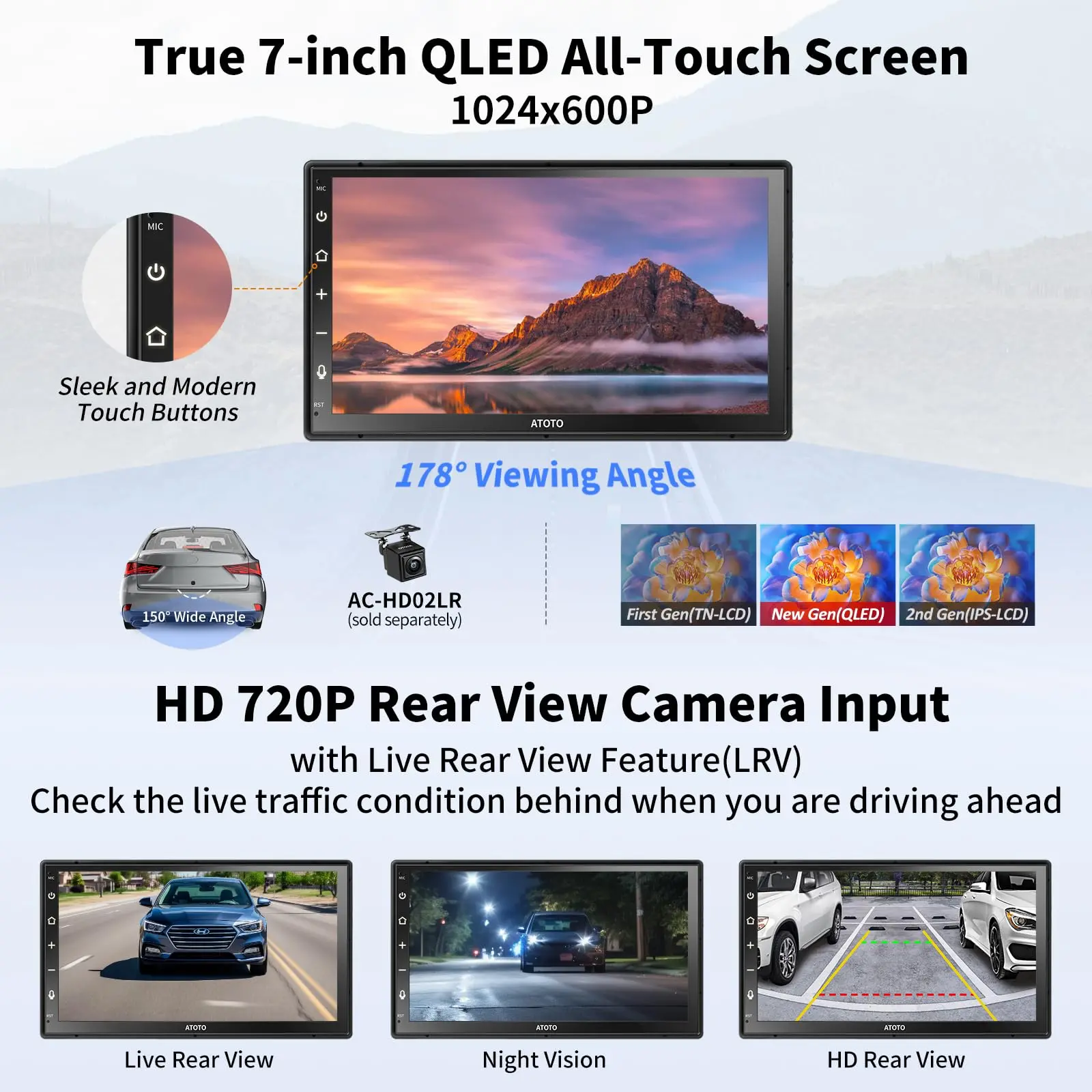 ATOTO A6G2B7PF 7" Double Din Android Car Stereo, Wireless CarPlay & Android Auto, MirrorLink, Dual Bluetooth, DSP, FM Radio, 4G LTE WiFi/BT/USB Tethering, In-Dash Navigation, 8-Core 2G+32G - Image 4