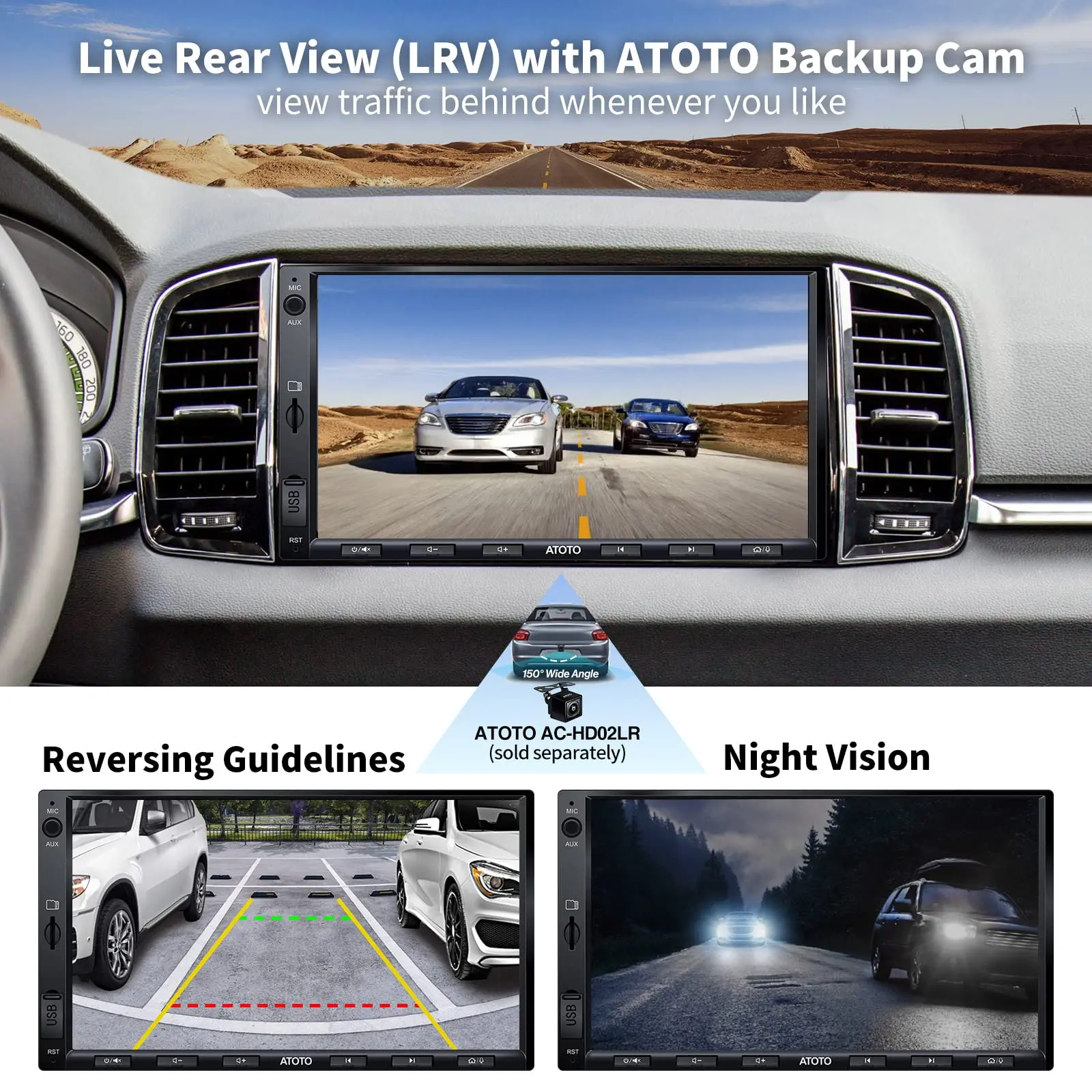 ATOTO F7G2A7WE 7" Double DIN Car Stereo,Wireless CarPlay & Android Auto, Touchscreen Car Radio with Bluetooth, Mirror Link, HD LRV, FM/AM, GPS Navi, Voice Control,Quick Charge - Image 5