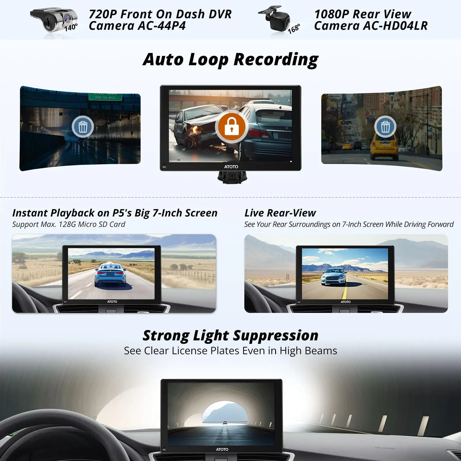 ATOTO P507SD 7″ Portable CarPlay Screen with Dual Cameras – QLED Glare-Suppressing Touchscreen, GPS Navigation, Wireless CarPlay & Android Auto, Remote Control, Bluetooth & AUX/FM - Image 3