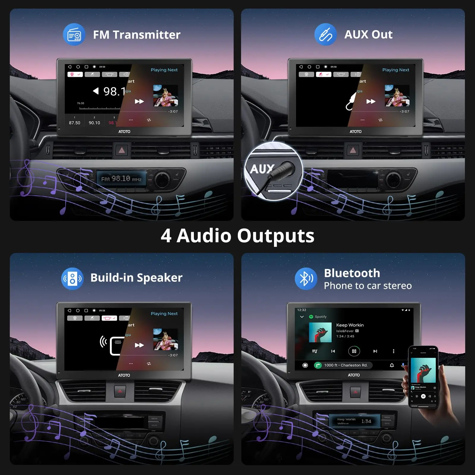 ATOTO 9" Portable Car Stereo with Bluetooth, Wi-Fi, Wireless CarPlay & Android Auto, MirrorLink, GPS Tracking, Multimedia Audio Player - Image 6