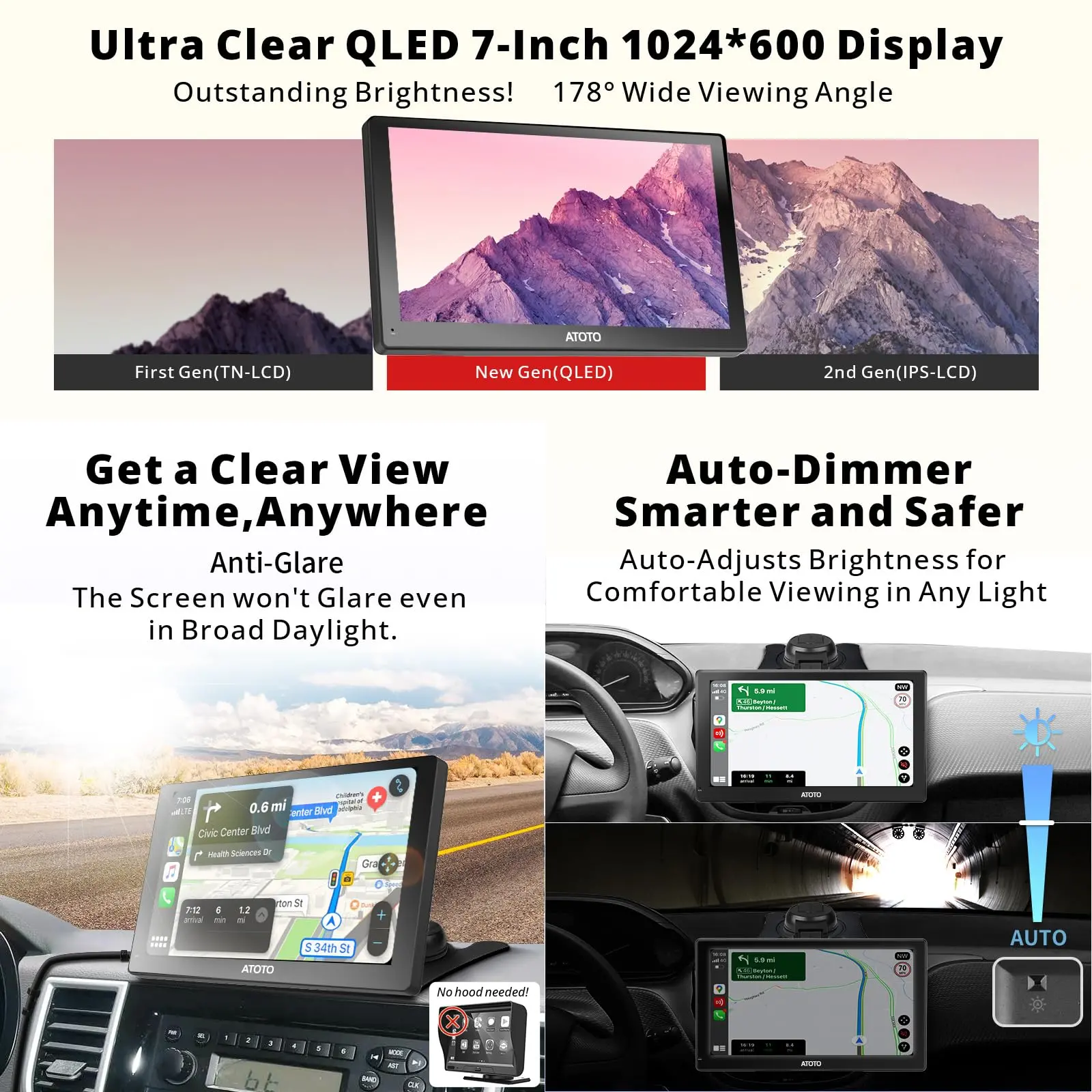 ATOTO 7" Portable Car Stereo with 1080P Front & Rear Cameras, QLED Display, Wireless CarPlay & Android Auto, 4G LTE, 4+32G, Dual Bluetooth, GPS Tracking, HDMI Input - Image 7