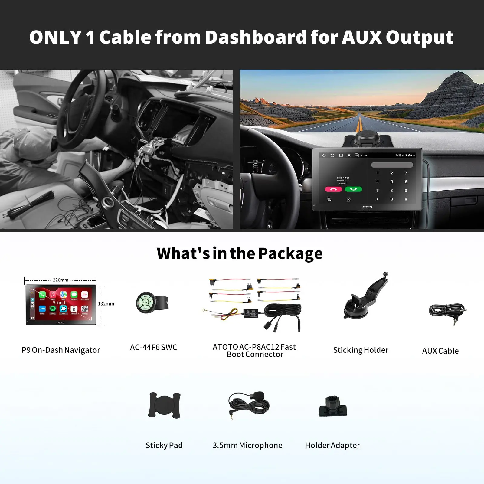 ATOTO 9" Portable Car Stereo, QLED Display, Wireless CarPlay & Android Auto, Wi-Fi Hotspot, USB, Dual Bluetooth, GPS Tracking, HDMI Input, 4 Audio Outputs, SWC, Auto-Dimming, 2+32GB - Image 8
