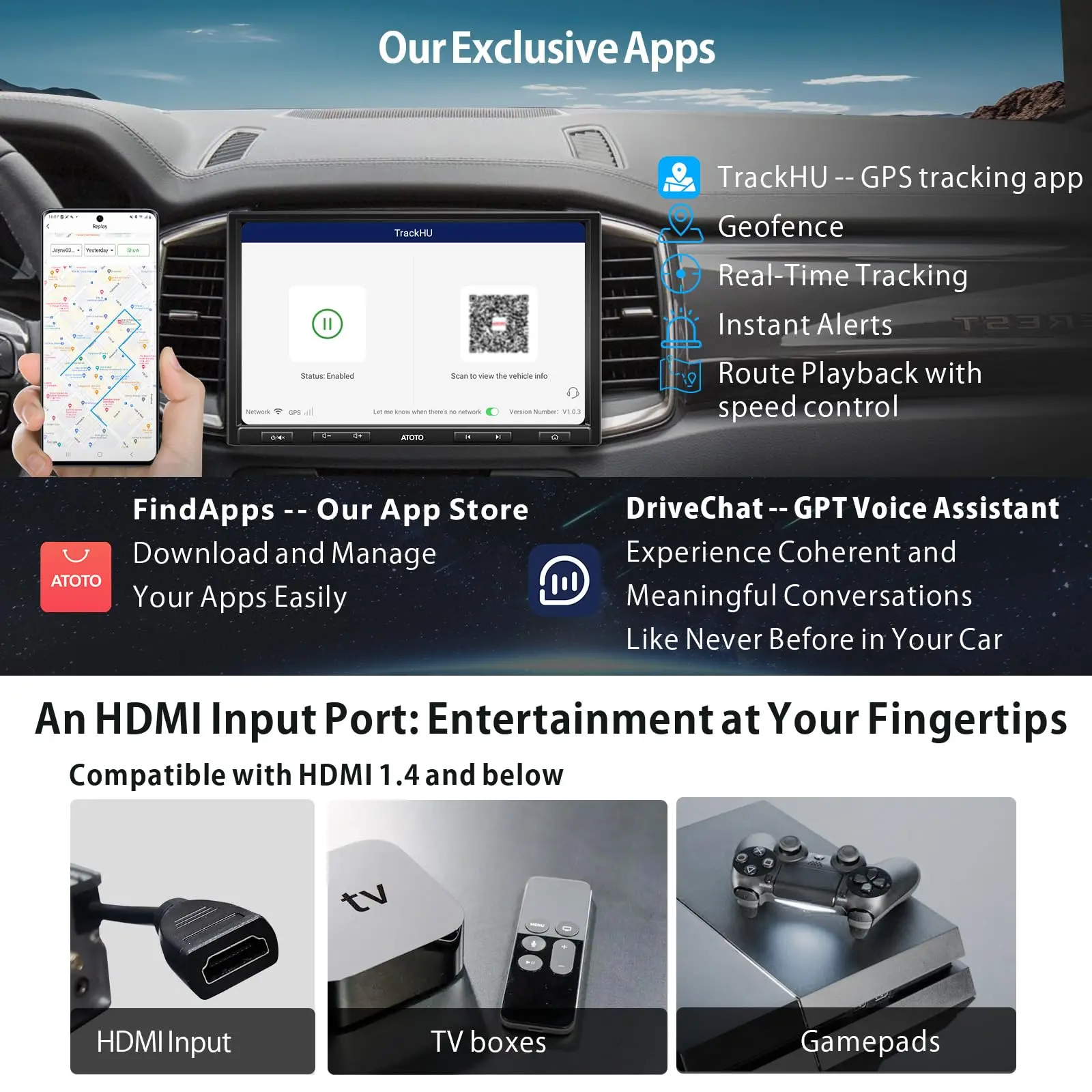 ATOTO S8G1104PRN 10.1" Single Din Car Stereo with QLED Touchscreen, Wireless CarPlay & Android Auto, 4x29W DSP Amplifier, HDMI Input, GPS Tracking, 4+32G, Dual Bluetooth & Live Rear View Camera Support - Image 3