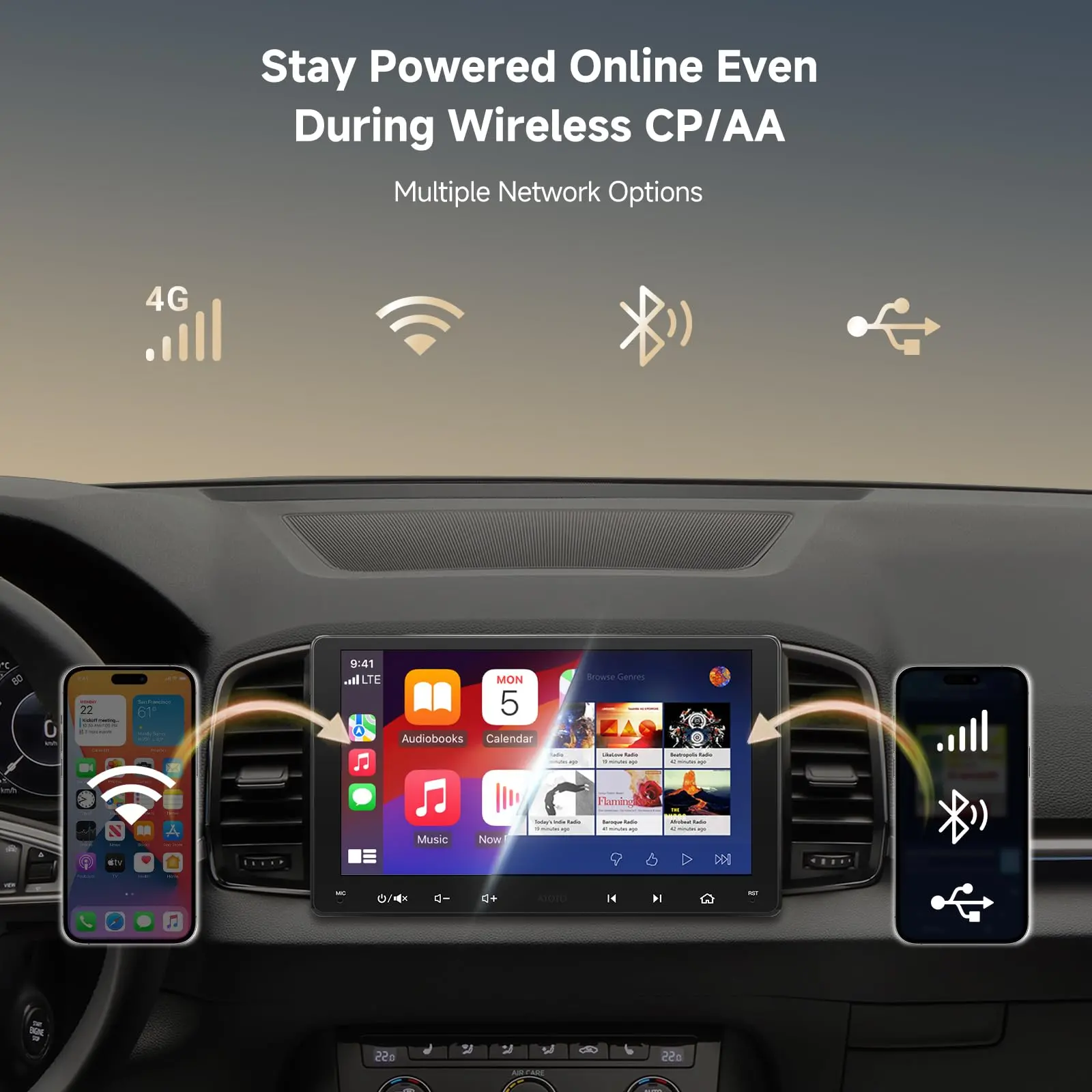 ATOTO S8G2094MS 9" Double Din Car Stereo with 1080P Front & Backup Camera Input, QLED Touchscreen, Wireless CarPlay & Android Auto, 4G+32G, Built-in 4G/Wi-Fi, Dual BT/USB, DSP, AMP, SUB, GPS - Image 5