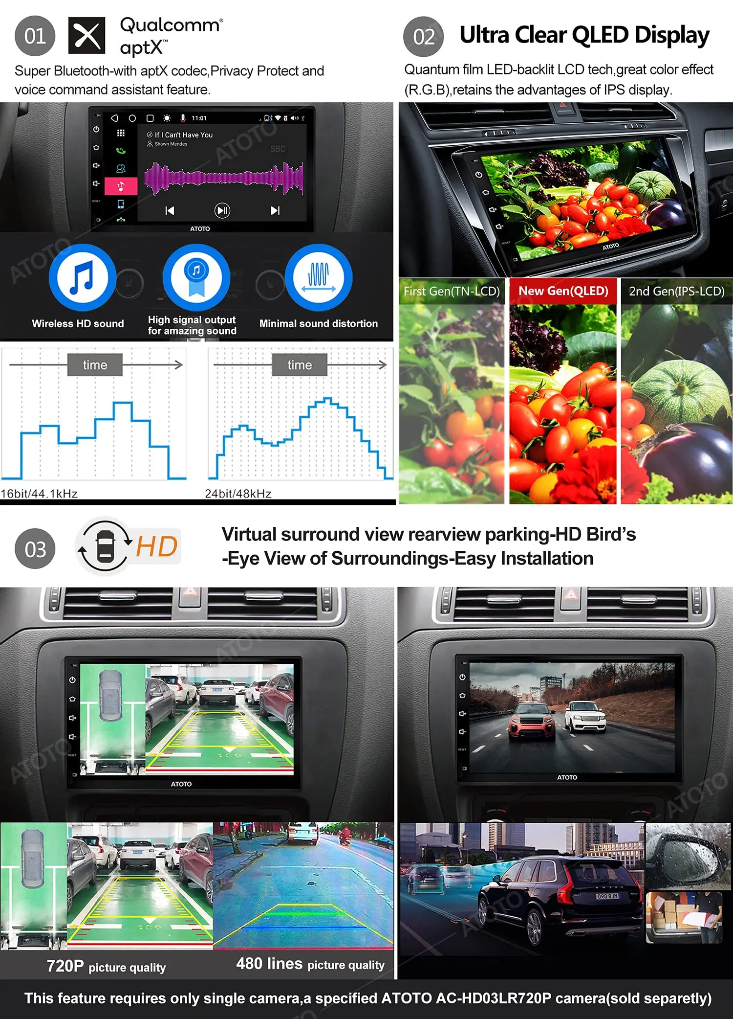 ATOTO S8G2B74PM 7" Double Din Car Stereo with QLED Display, Wireless CarPlay & Android Auto, Dual Bluetooth, HD Rearview Camera - Image 4