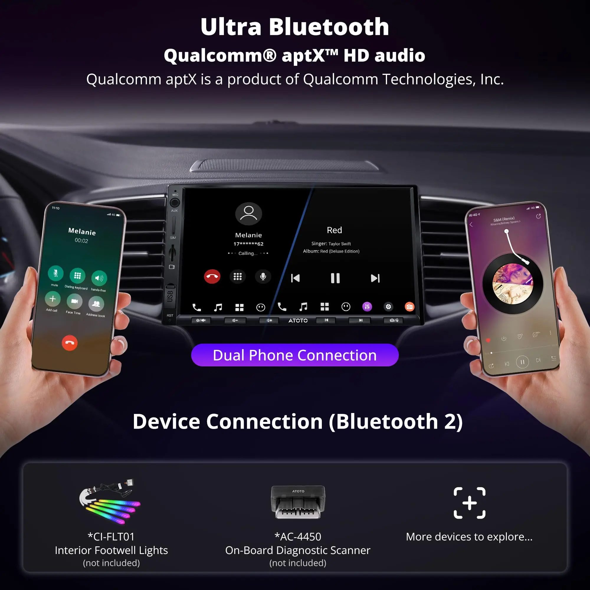 ATOTO X10G2A7E 7" Double Din Car Stereo, QLED Touchscreen CarPlay & Android Auto, Support HDMI& Dual Bluetooth, 4G LTE & WiFi, GPS Navigation - Image 6