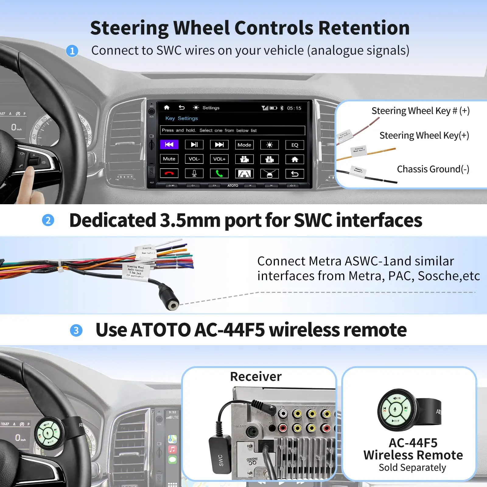 ATOTO F7G2A7WE 7" Double DIN Car Stereo,Wireless CarPlay & Android Auto, Touchscreen Car Radio with Bluetooth, Mirror Link, HD LRV, FM/AM, GPS Navi, Voice Control,Quick Charge - Image 6