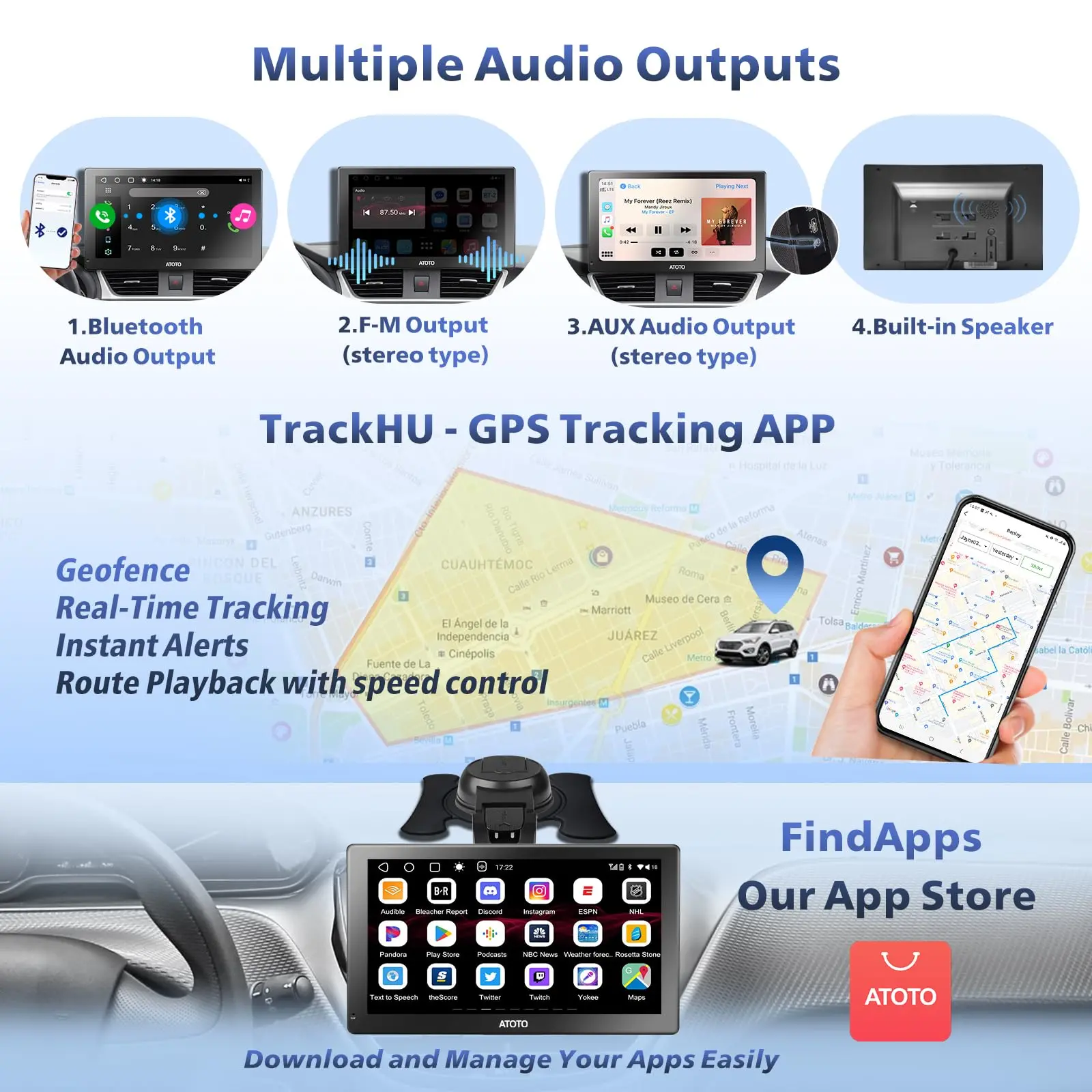 ATOTO 9" Portable Car Stereo with Front Dashcam, Wireless CarPlay & Android Auto, QLED Touchscreen, GPS Navigation, 4G LTE, Wi-Fi, ChatGPT, 4+32G - Image 6